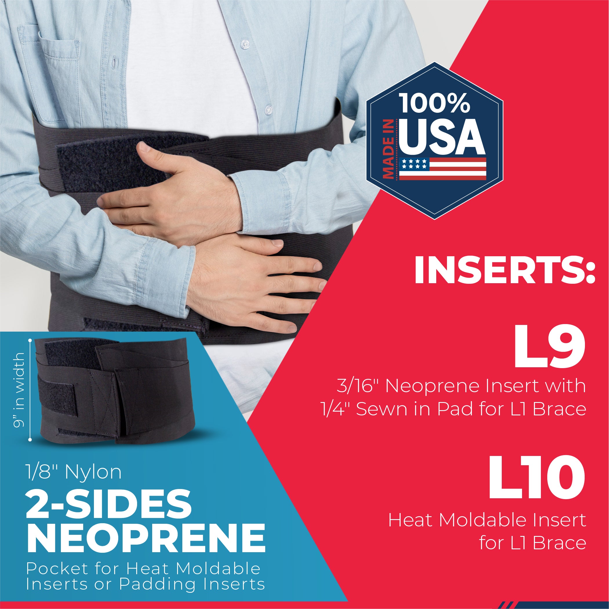L1: soporte lumbar elástico con bolsillo de neopreno – New Options Sports