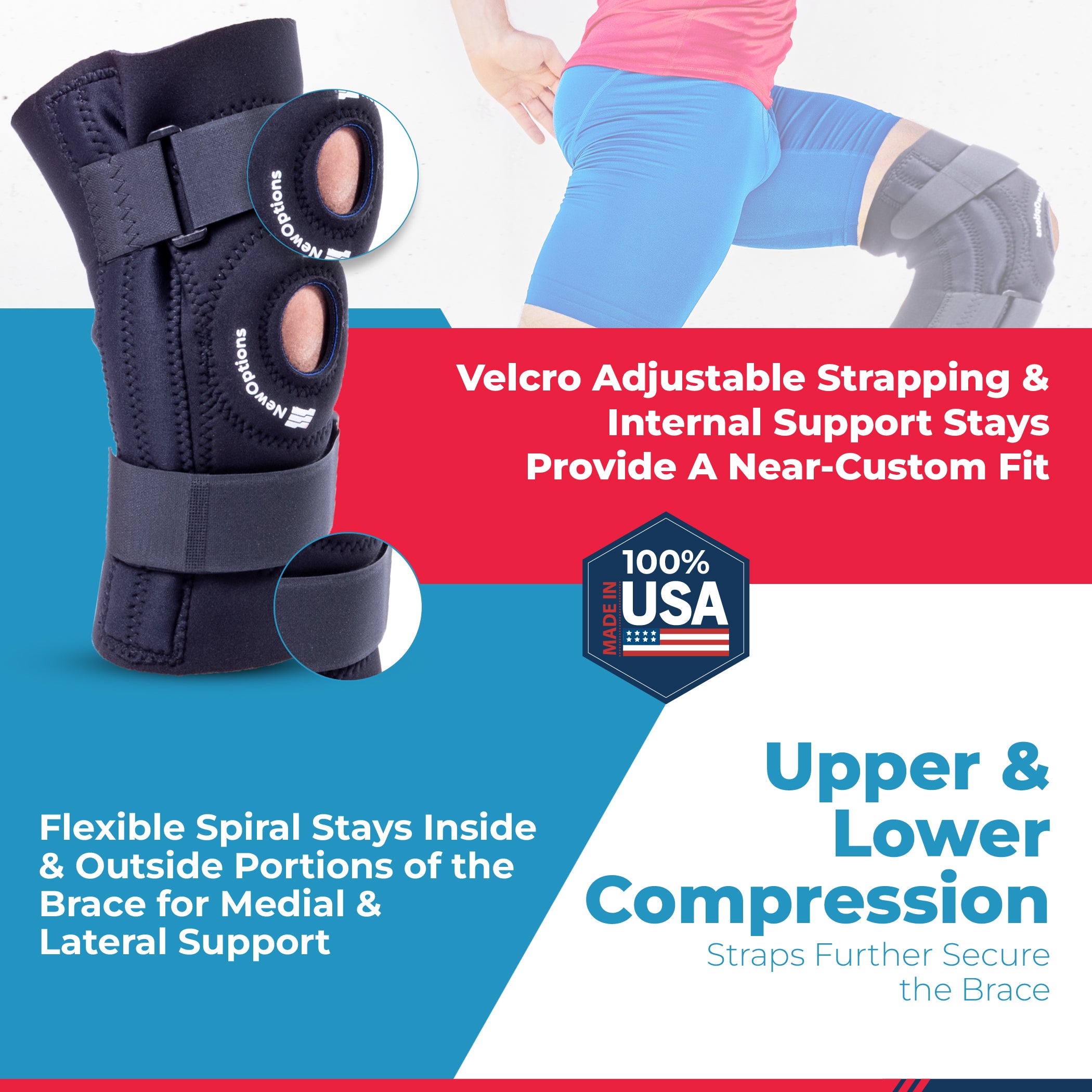 L1: soporte lumbar elástico con bolsillo de neopreno – New Options Sports